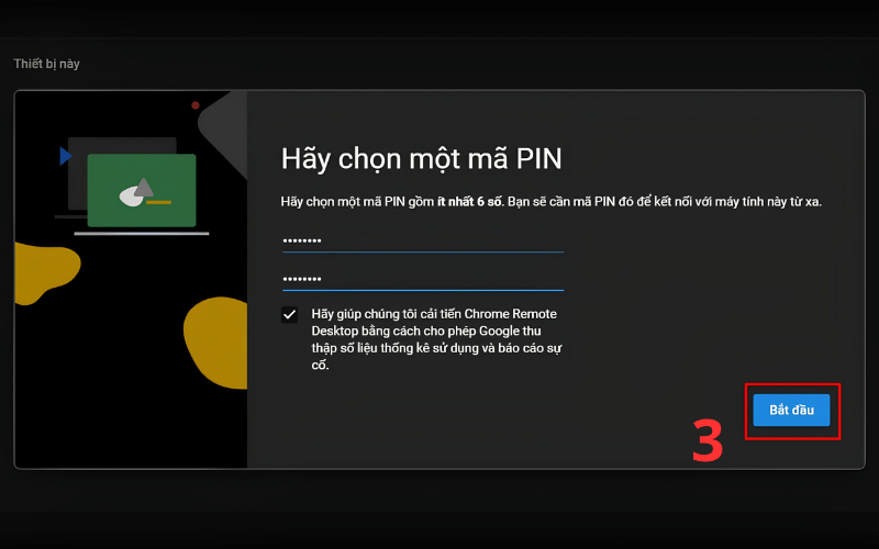 Đặt tên thiết bị và tạo PIN mạnh