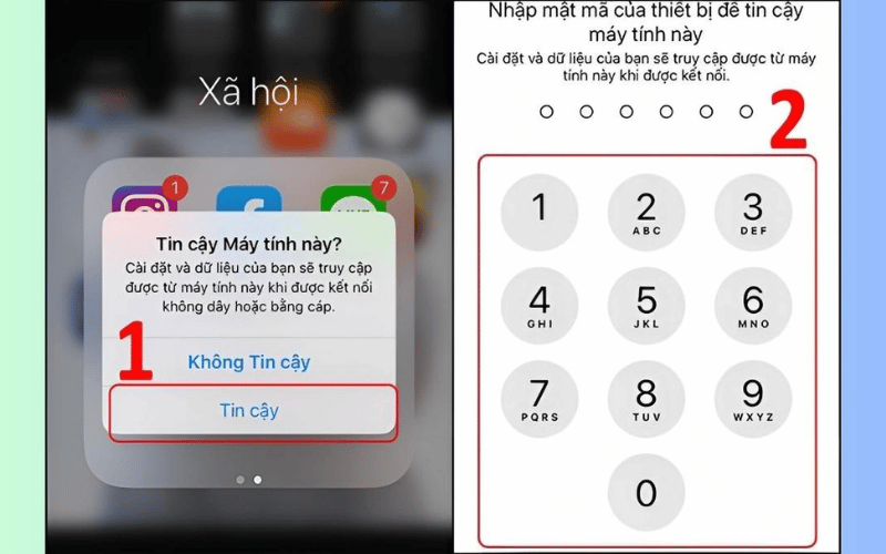 Trên iPhone, kiểm tra đã bấm tin cậy thiết bị hay chưa