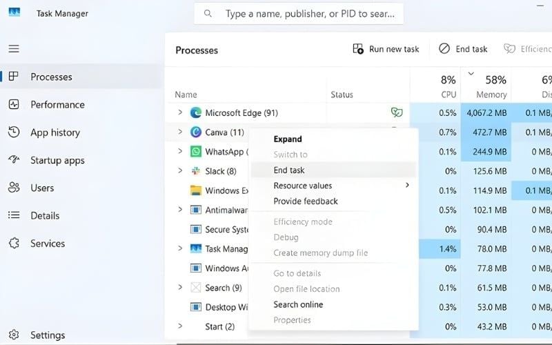 Windows 11 có cơ chế đóng băng ứng dụng để tiết kiệm tài nguyên cho laptop