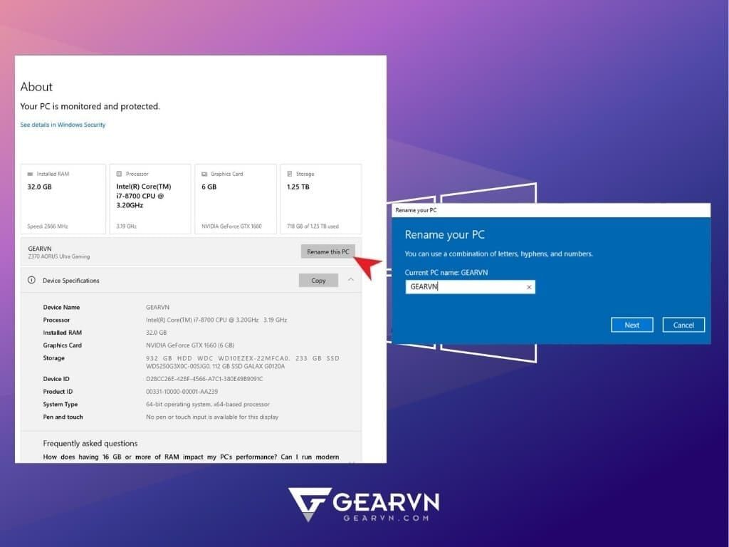 Đổi tên máy tính Windows bằng Settings (Cài đặt) - GEARVN