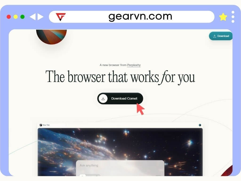 Cách tải Comet Browser về máy tính - GEARVN