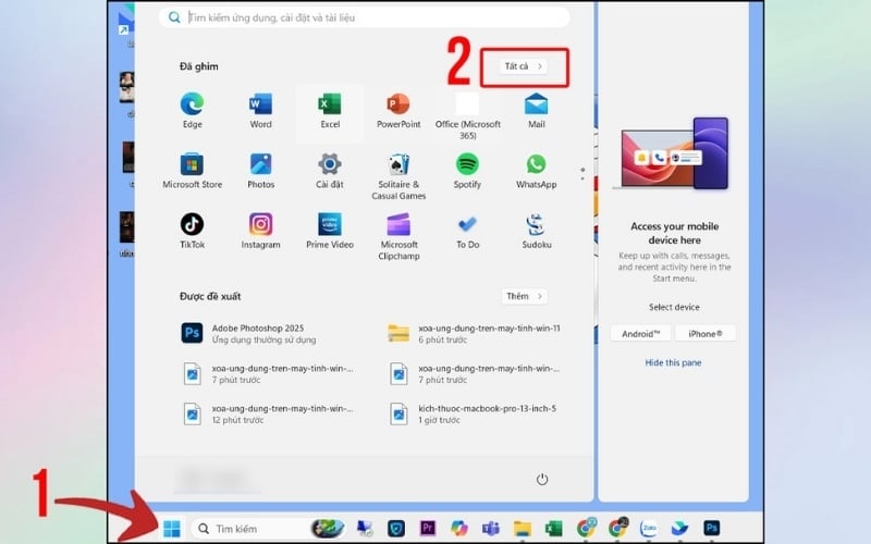 Chọn vào mục All apps (Tất cả)