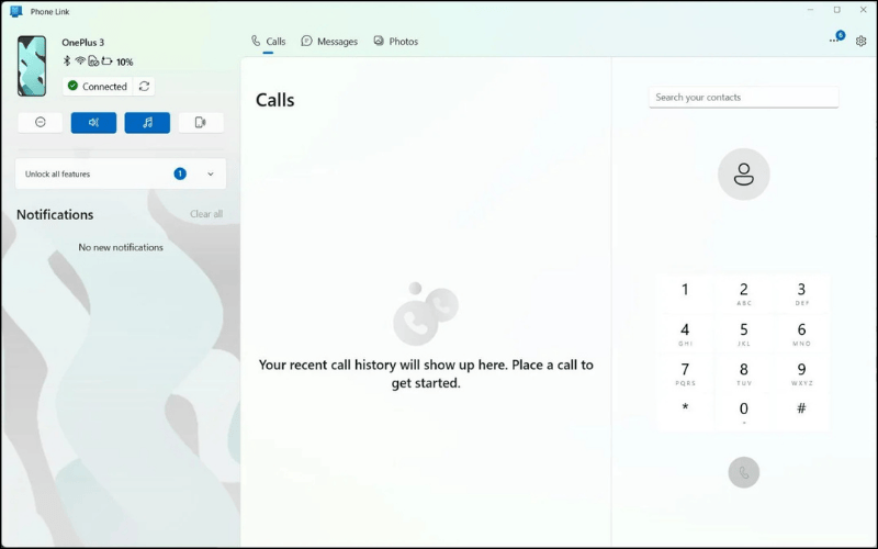 Chọn Calls, tìm tên người dùng hoặc nhập số điện thoại trực tiếp