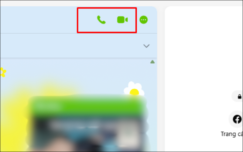 Thực hiện cuộc gọi thoại hoặc gọi video ở góc trên bên phải khung chat