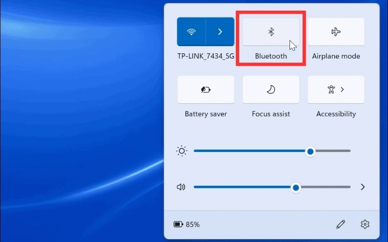 Bật Bluetooth qua Quick Settings