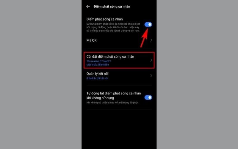 Bật tính năng Điểm phát sóng di động trên điện thoại