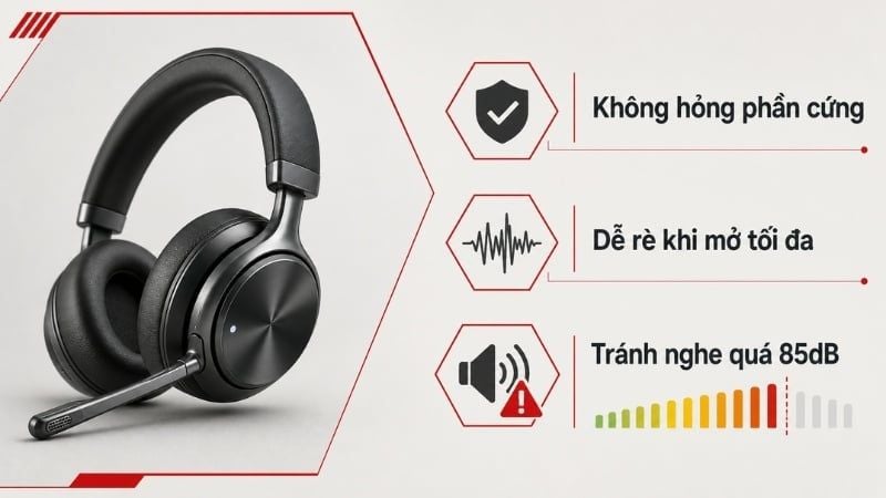 Nghe nhạc ở mức âm lượng quá lớn trong thời gian dài không tốt