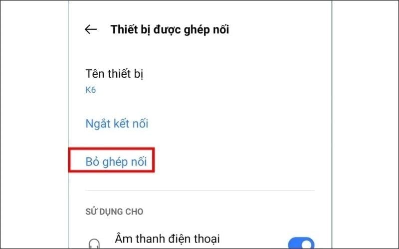 Bỏ ghép nối thiết bị và kết nối lại từ đầu