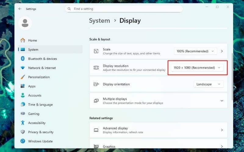 Cài đặt độ phân giải Native để tối ưu độ sắc nét cho màn hình