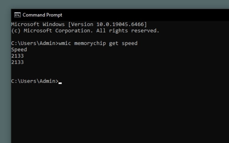 Sử dụng lệnh Command Prompt để kiểm tra bus ram