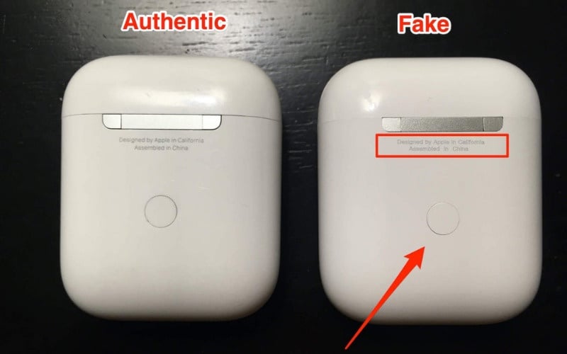 Airpods fake có nút ghép nối bị nhô cao