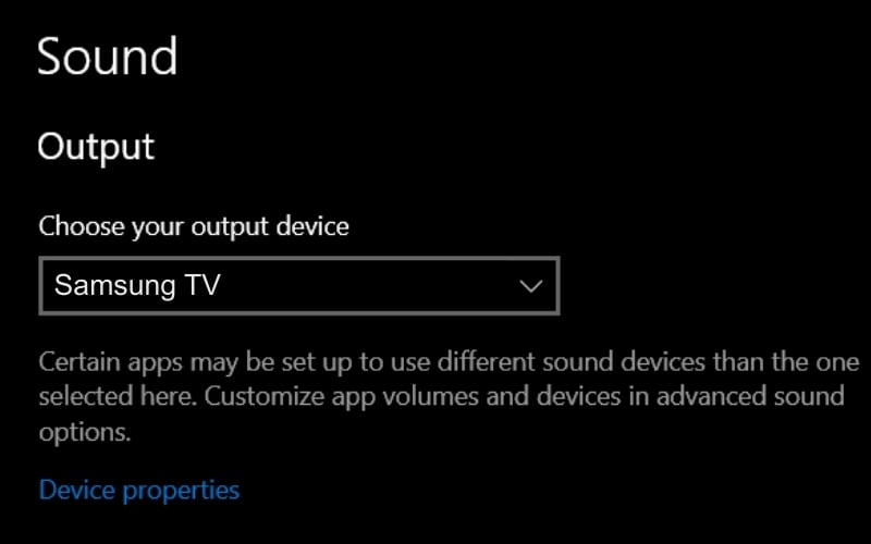 Chọn tên thiết bị là Samsung TV để khắc phục tivi Samsung không nhận tín hiệu từ laptop