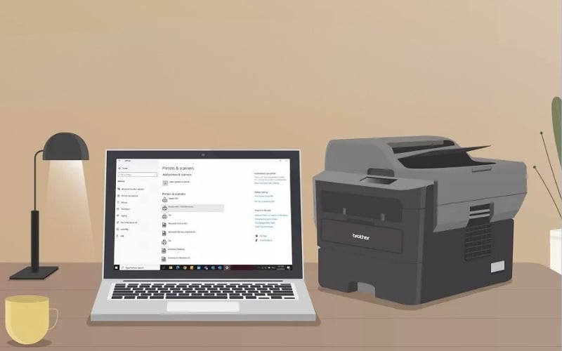 Đảm bảo laptop và máy in Brother đều nằm trong vùng phủ sóng của mạng WiFi