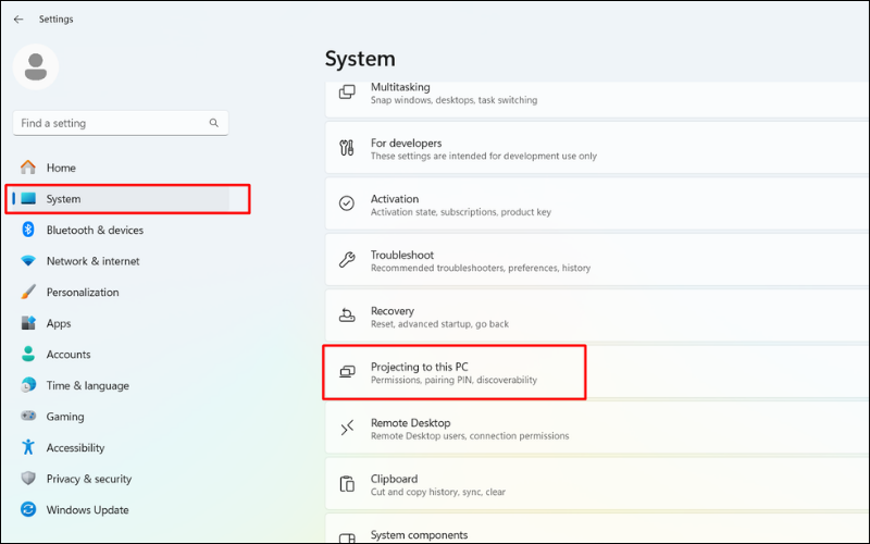 Chọn&nbsp;Projecting to this PC