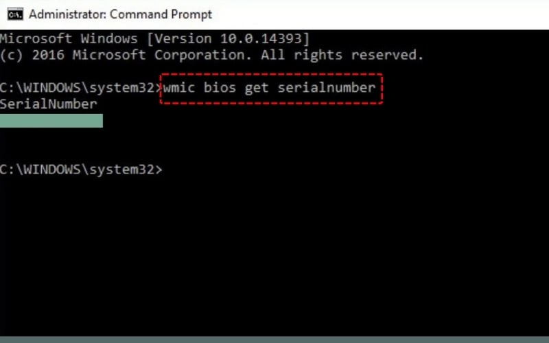 Dùng lệnh Command Prompt để tìm Service Tag