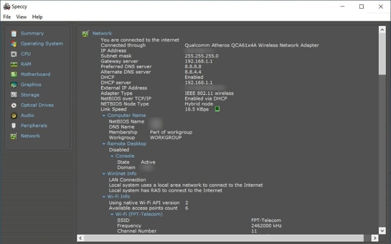 Sử dụng phần mềm của bên thứ ba để xem thông tin hệ thống
