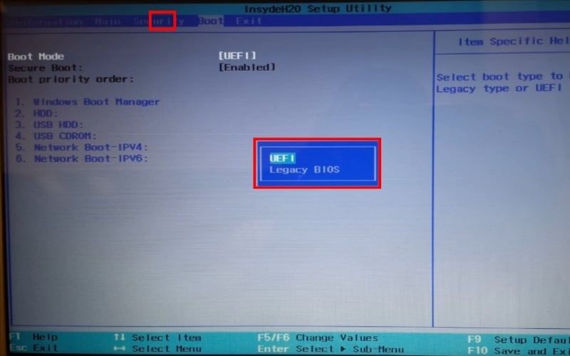 Thử chuyển từ UEFI sang Legacy hoặc ngược lại&nbsp;để khớp với định dạng của USB
