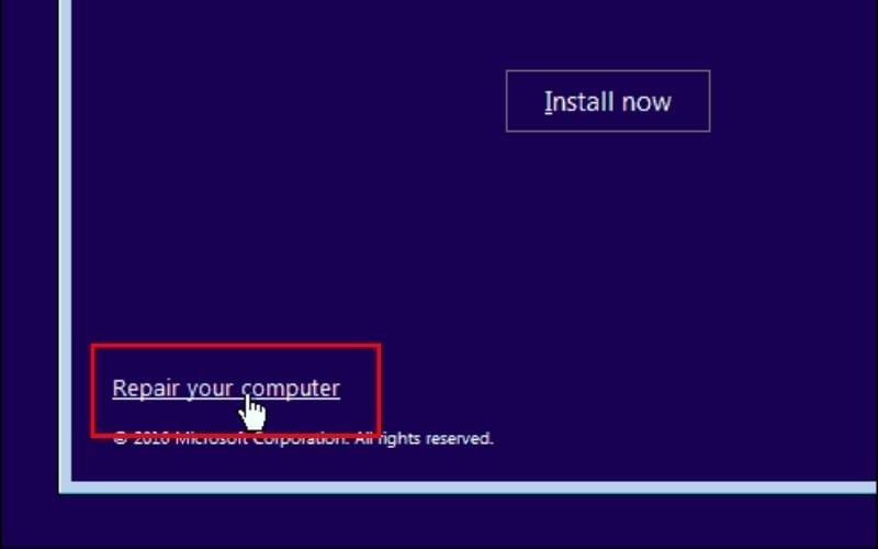 Chọn Repair your computer sau khi khởi động từ USB&nbsp;cài đặt Windows