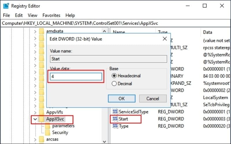 Thay đổi giá trị Value Data&nbsp;thành 4 rồi nhấn OK
