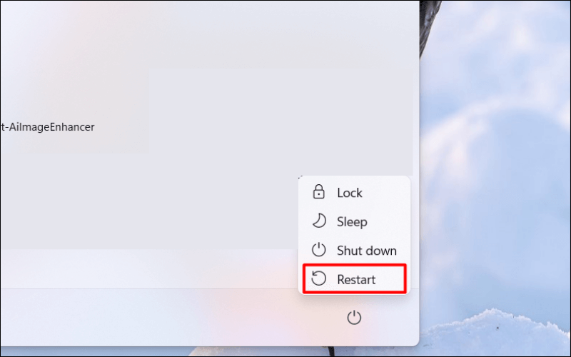 Chọn Restart để khởi động lại laptop