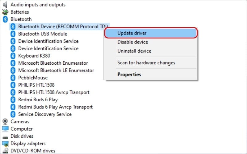 Cập nhật (Update) Driver Bluetooth
