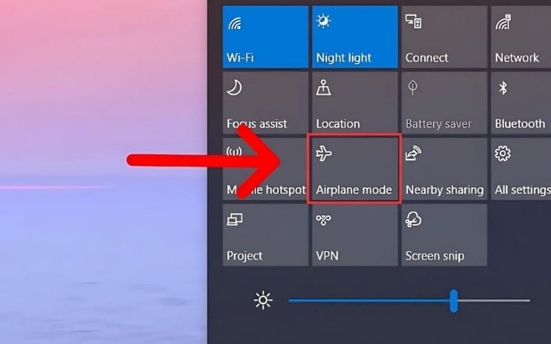 Kiểm tra chế độ máy bay có bật hay không