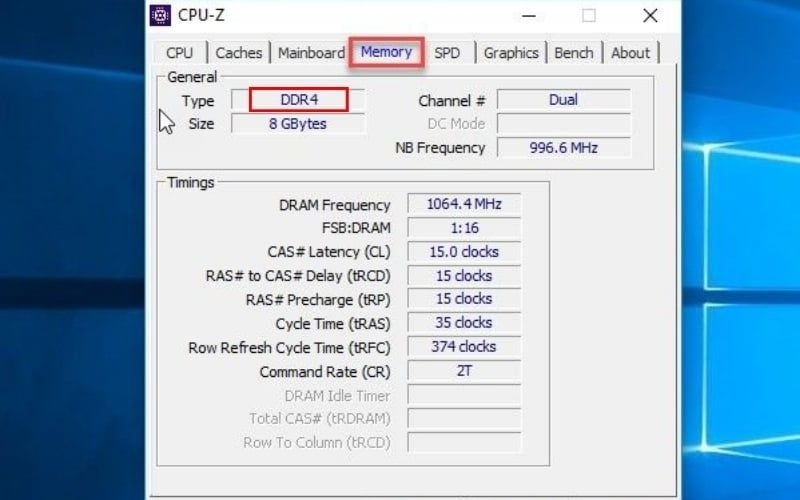 Kiểm tra&nbsp;chuẩn RAM mà thiết bị hỗ trợ bằng&nbsp;phần mềm CPU-Z