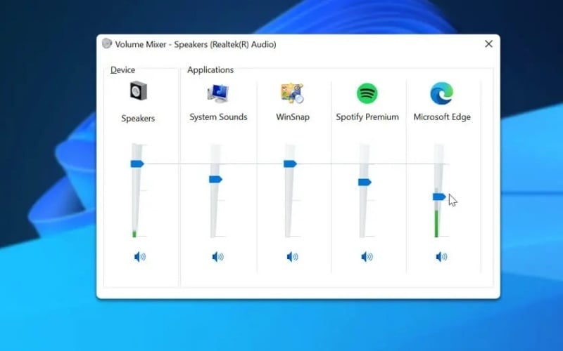 Kiểm tra thanh âm lượng của các ứng dụng đang mở
