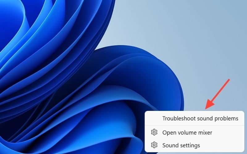 Chọn mục&nbsp;Troubleshoot sound problems&nbsp;từ menu hiện ra