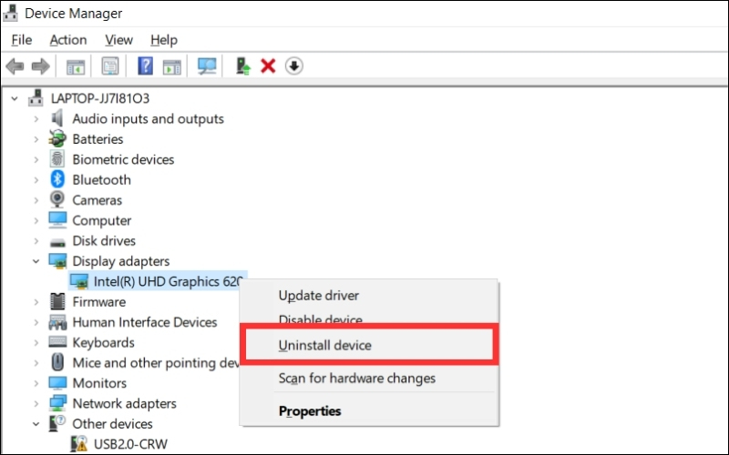 Khắc phục lỗi Driver đồ họa