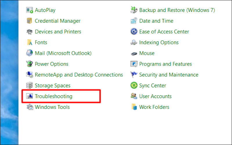 Mở công cụ&nbsp;Troubleshooting