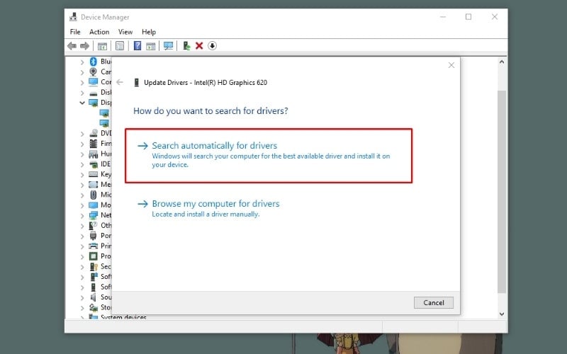Chọn Search automatically for drivers để Windows tự tìm bản cập nhật
