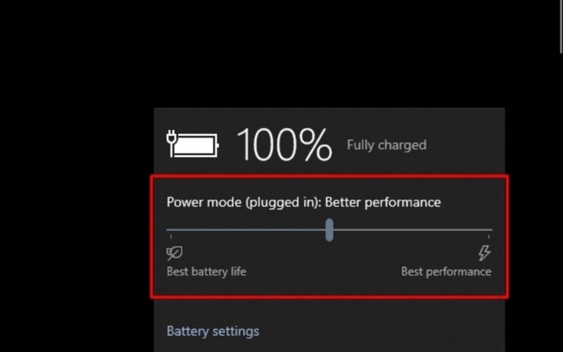 Kéo thanh trượt Power mode sang chế độ Best performance hoặc Better performance