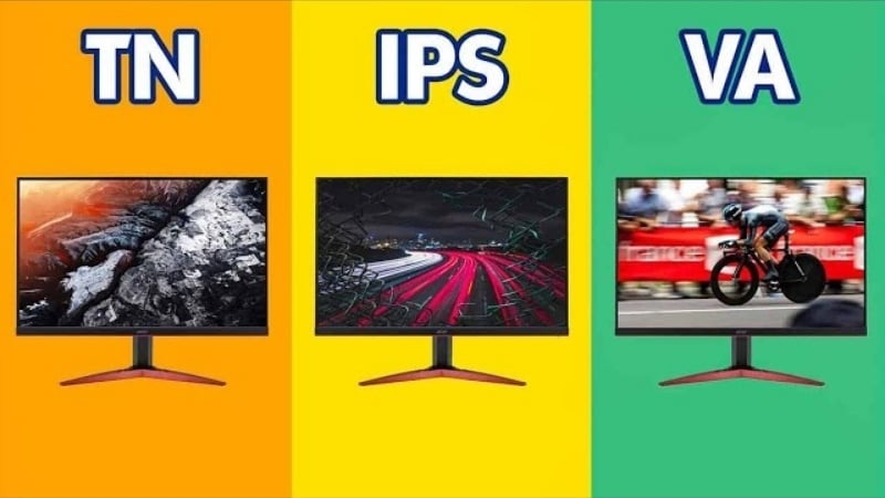 Các công nghệ tấm nền LCD phổ biến gồm TN, VA và IPS