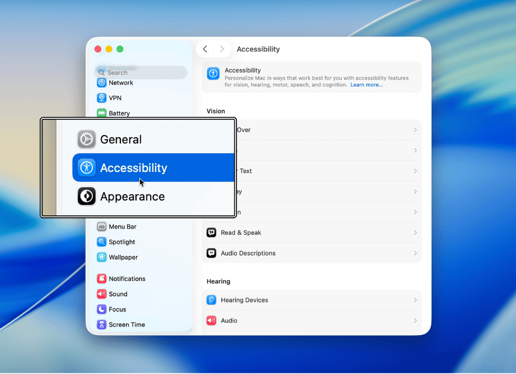 Sử dụng tính năng Zoom trong Accessibility