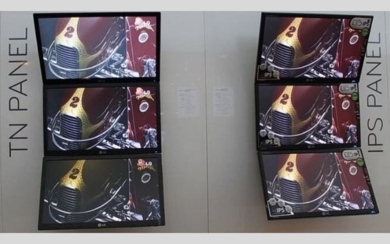 Khi nhìn từ các góc nghiêng, màu sắc và độ sáng của hình ảnh trên màn hình TN sẽ bị thay đổi đáng kể