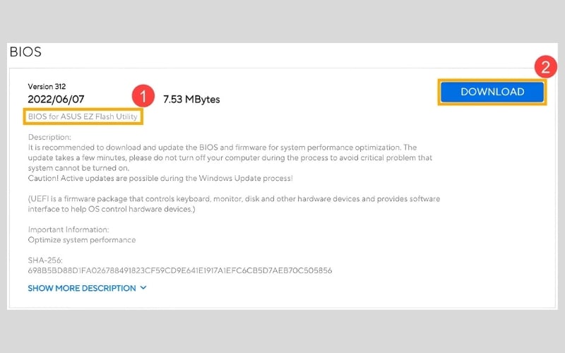 Cập nhật BIOS/UEFI cho laptop