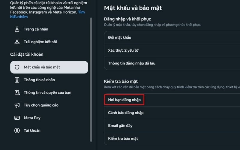 Nhấp vào Nơi bạn đăng nhập và chọn tài khoản muốn đăng xuất từ xa