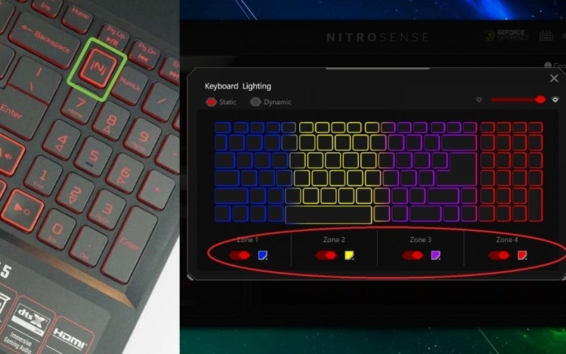 Nhấn phím N để mở giao diện chỉnh màu đèn bàn phím