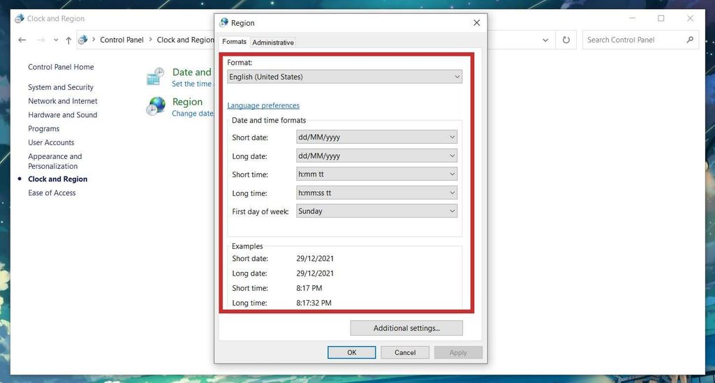 Tùy chỉnh Định dạng Ngày ngắn (Short Date Format)