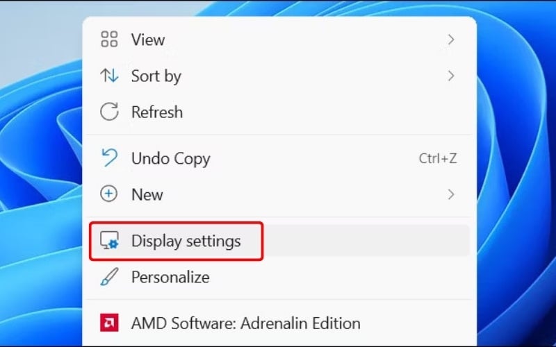 Chọn dòng Display settings từ menu