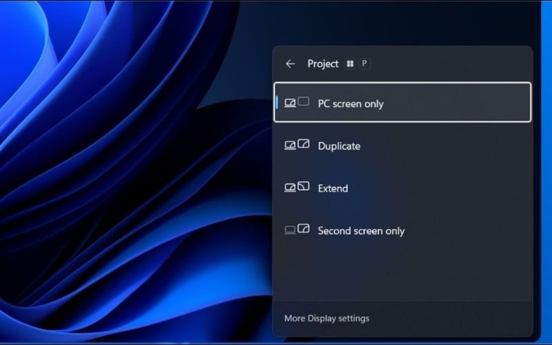 Các chế độ hiển thị với tổ hợp phím Windows + P