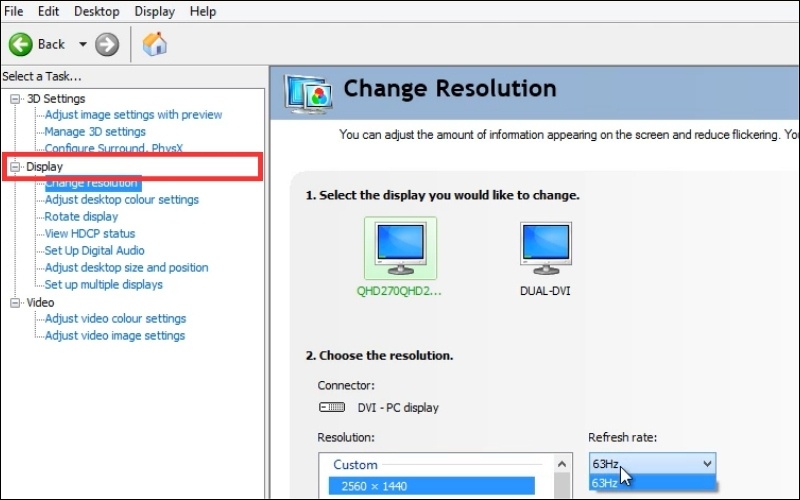 Tính năng Display trong NVIDIA Control Panel
