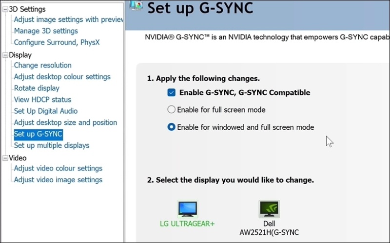 Mẹo tối ưu NVIDIA Control Panel cho game thủ: Kích hoạt G-SYNC đúng cách