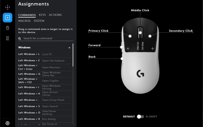 Phần mềm G Hub trên bản Superstrike có thêm giao diện tùy chỉnh điểm kích hoạt nút bấm