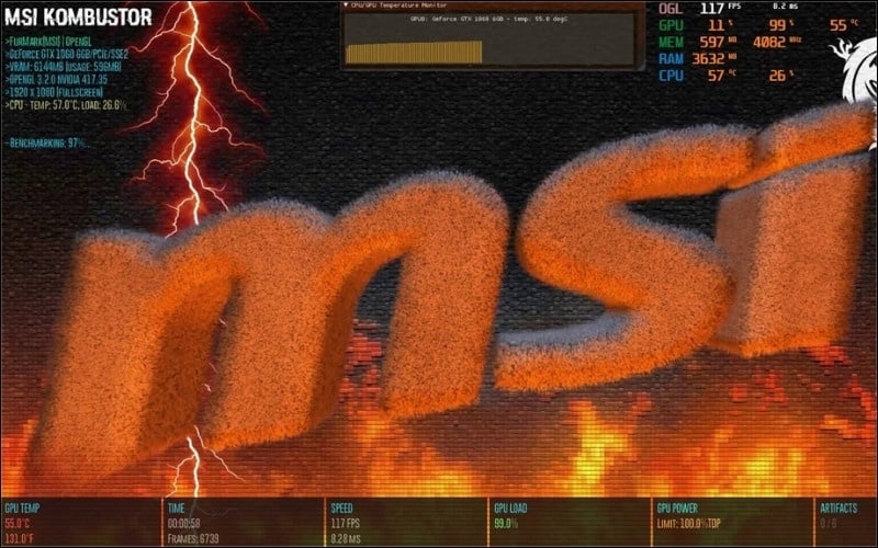 MSI Kombustor là công cụ stress test và benchmark được tích hợp sâu với phần mềm ép xung MSI Afterburner