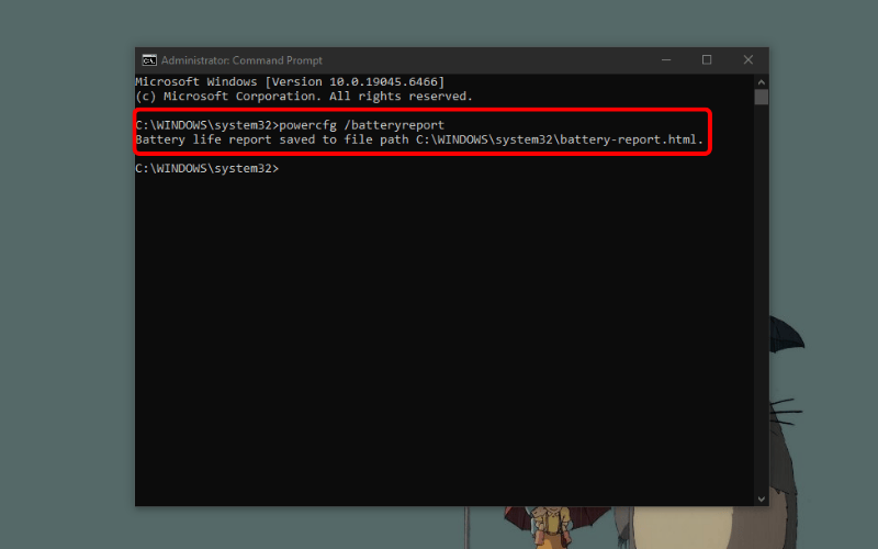 Nhập lệnh như hình rồi nhấn Enter
