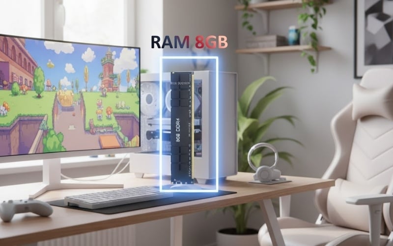 RAM 8GB phù hợp với nhu cầu chơi game nhẹ