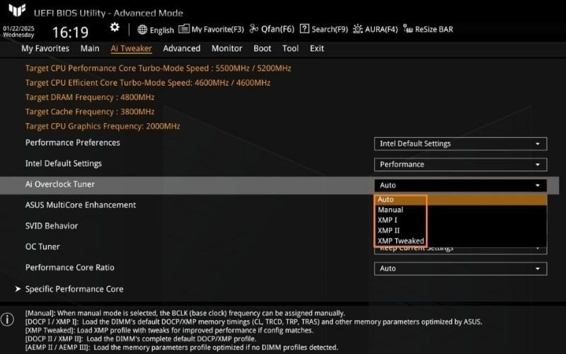 Thiết lập&nbsp;tính năng XMP hoặc&nbsp;EXPO để tối ưu hiệu năng RAM Patriot