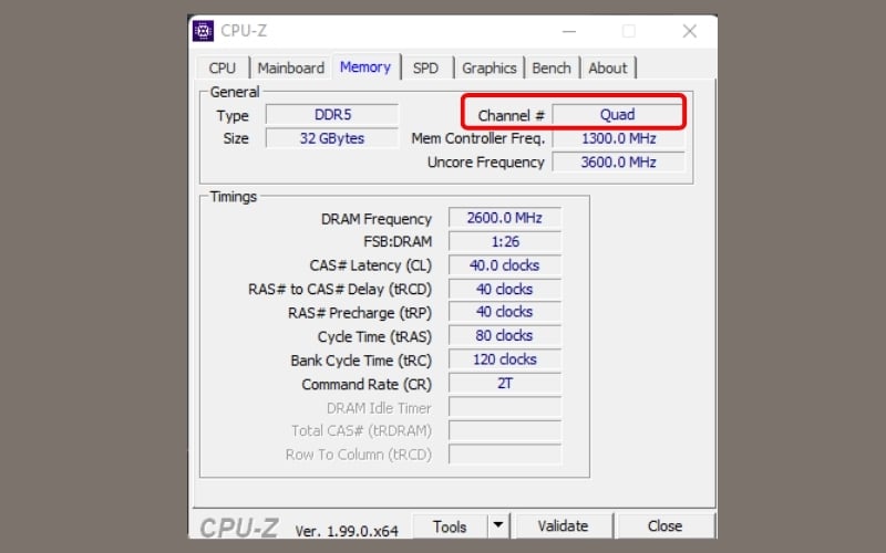 Kiểm tra trong CPU-Z